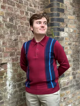 Art Gallery Clothing - Holmes Wine / Ibiza Blue Stripes 315 L/S - Polo Knit