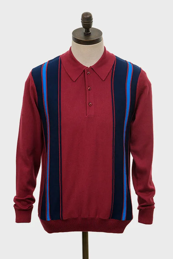Art Gallery Clothing - Holmes Wine / Ibiza Blue Stripes 315 L/S - Polo Knit