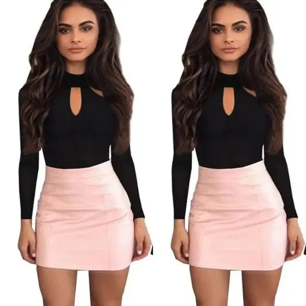 Black Cutout Long Sleeve Slim Sexy Solid Colour Jumpsuit