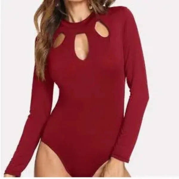 Black Cutout Long Sleeve Slim Sexy Solid Colour Jumpsuit