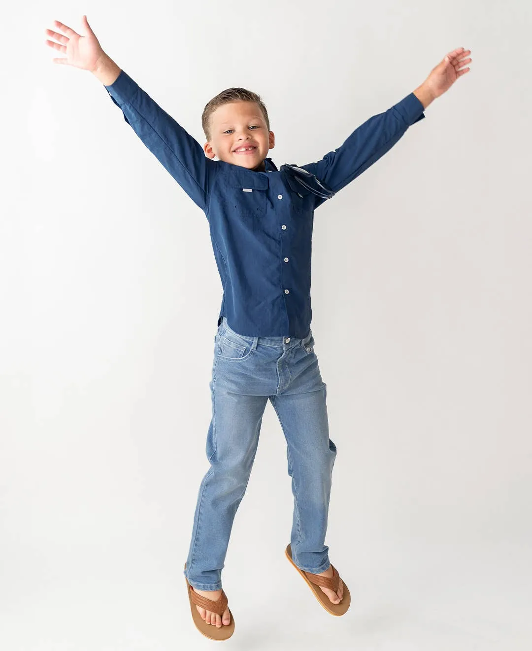 Boys Light Wash Straight Jeans