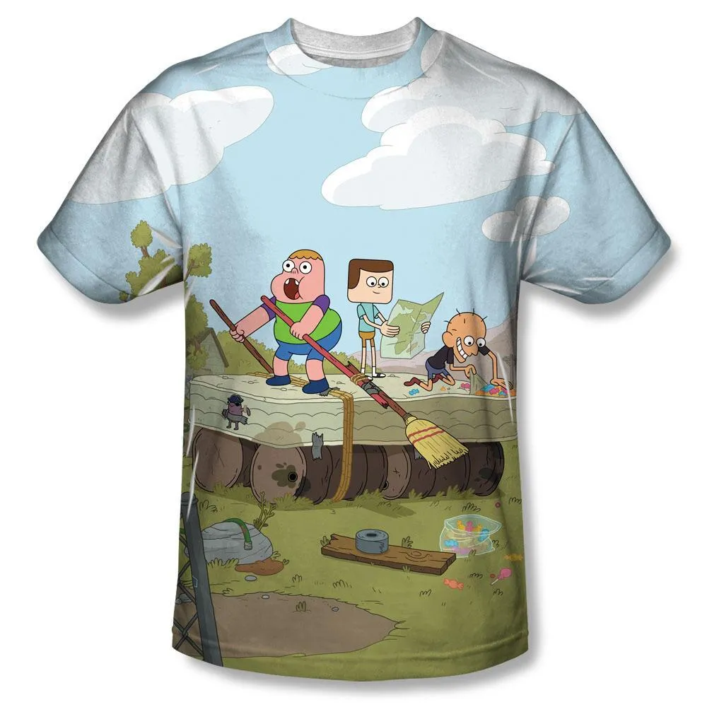 Clarence, Jeff and Sumo Make a Boat Adult Sublimation Print T-Shirt