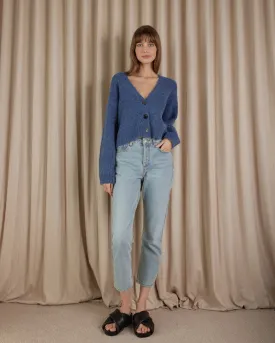 Elea Cropped Alpaca Cardigan - Blue