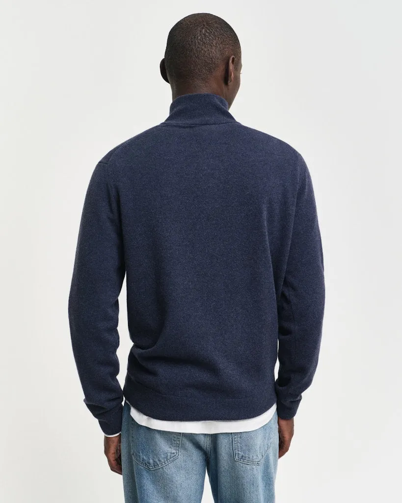 GANT - Superfine Lambswool Half Zip, Dark Navy Melange