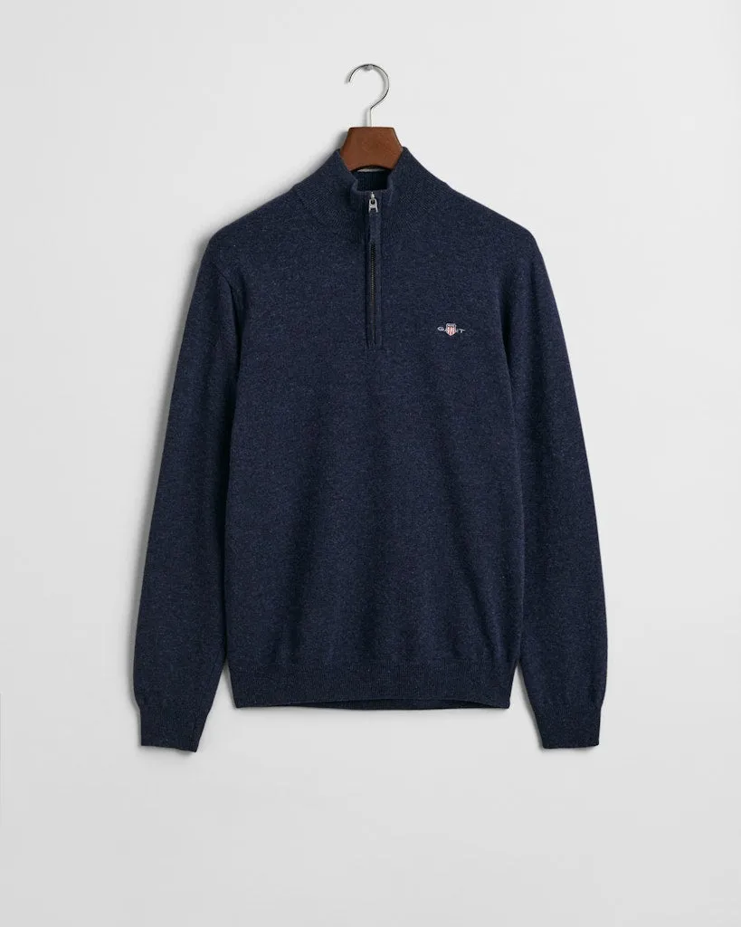 GANT - Superfine Lambswool Half Zip, Dark Navy Melange