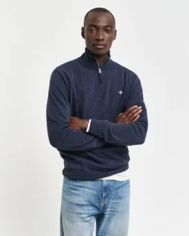 GANT - Superfine Lambswool Half Zip, Dark Navy Melange
