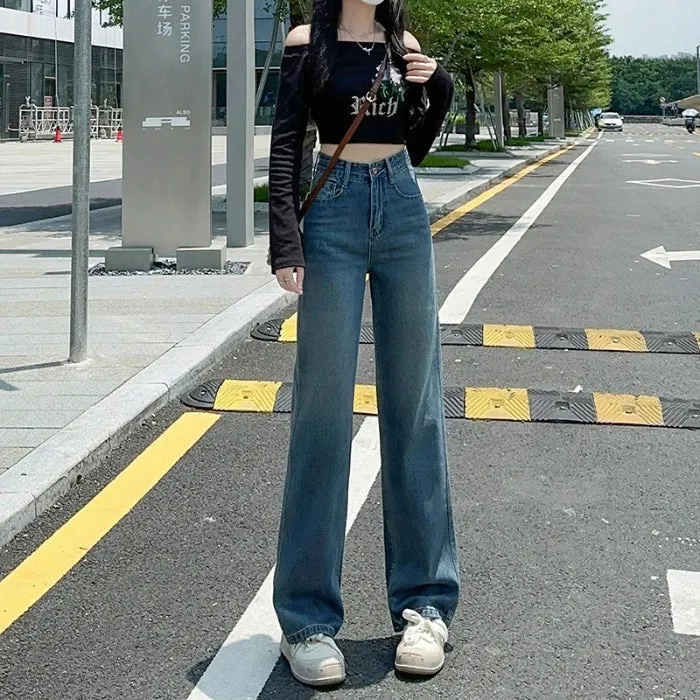 Loose High Waist Straight Fashion Denim Jeans
