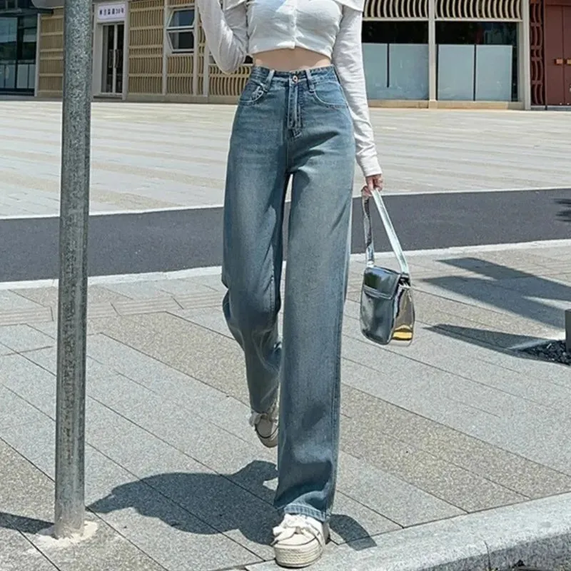 Loose High Waist Straight Fashion Denim Jeans