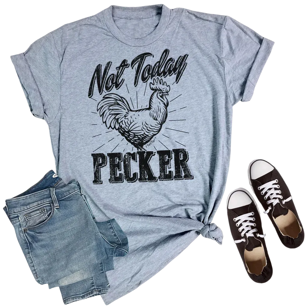 Rebel Rose Women's Grey Not Today Pecker Tee