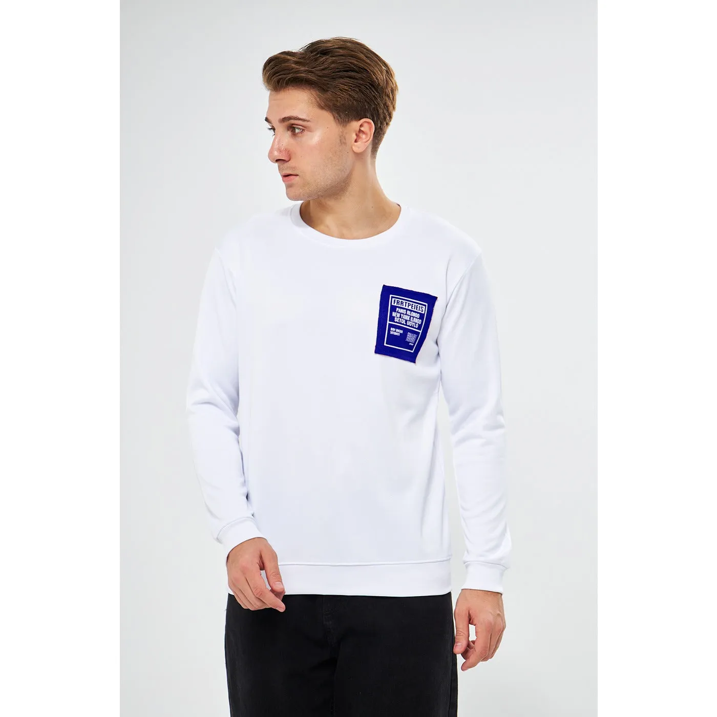 White Raw Patch Sweatshirt